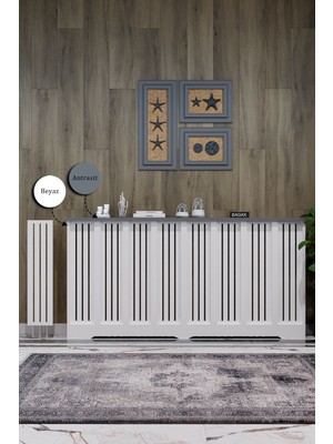 Bagax Efes Model, Beyaz Üstü Antrasit Renk,iç Ölçü 156 cm Dış Ölçü 160 cm Petek Kaplama, Dresuar