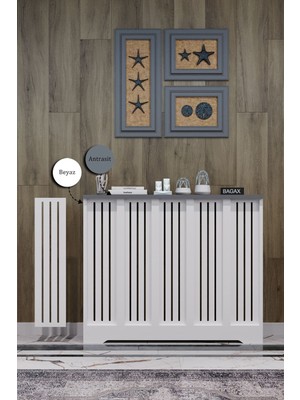 Bagax Efes Model, Beyaz Üstü Antrasit Renk,iç Ölçü 96 cm Dış Ölçü 100 cm Petek Kaplama, Dresuar