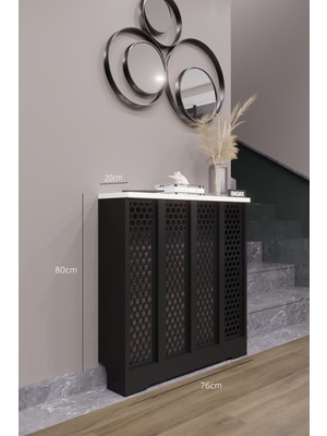 Bagax Bodrum Model, Siyah Üstü Beyaz Renk,iç Ölçü 76 cm Dış Ölçü 80 cm Petek Kaplama, Dresuar