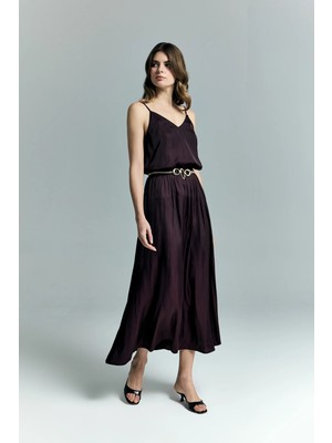 Sateen Tosca Etek - Bordo