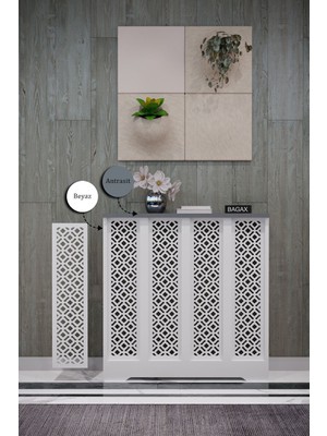 Bagax Pera Model, Beyaz Üstü Antrasit Renk,iç Ölçü 76 cm Dış Ölçü 80 cm Petek Kaplama, Dresuar