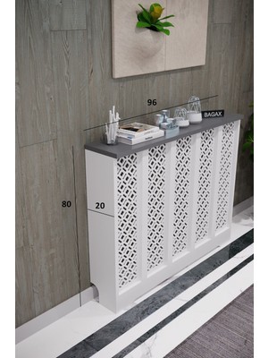 Bagax Pera Model, Beyaz Üstü Antrasit Renk,iç Ölçü 96 cm Dış Ölçü 100 cm Petek Kaplama, Dresuar