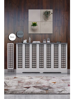 Bagax Ayasofya Model, Beyaz Üstü Antrasit Renk,iç Ölçü 136 cm Dış Ölçü 140 cm Petek Kaplama, Dresuar