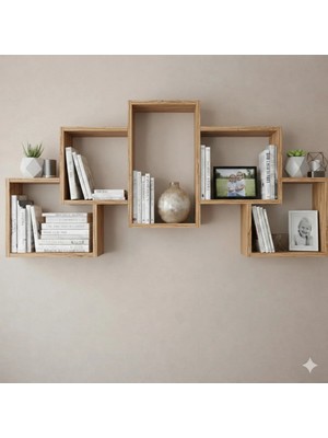 Çamsan Rafixa Atlas Çam Mdf Kademeli Duvar Rafı - Dekoratif Obje ve Modern Kitaplık