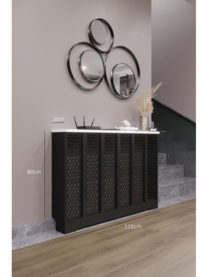 Bagax Bodrum Model, Siyah Üstü Beyaz Renk,iç Ölçü 116 cm Dış Ölçü 120 cm Petek Kaplama, Dresuar