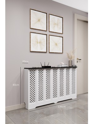 Bagax Perge Model, Beyaz Üstü Siyah Renk,iç Ölçü 136 cm Dış Ölçü 140 cm Petek Kaplama, Dresuar