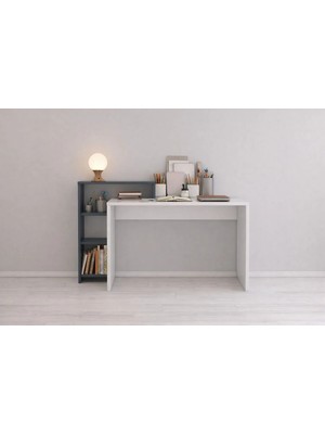 Bicabin Casablanca Raflı Modüler Çalışma Masası -Antrasit/Beyaz