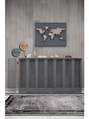 Bagax Bodrum Model, Antrasit Üstü Çam Renk,iç Ölçü 136 cm Dış Ölçü 140 cm Petek Kaplama, Dresuar