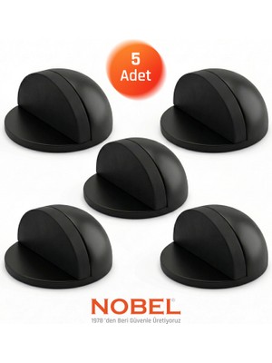 Nobel Yarımay Yapışkanlı Kapı Stoperi, Kapı Tamponu, Metal Kapı Stopu Durdurucu Tutucu Tutacağı Siyah 5 Adet