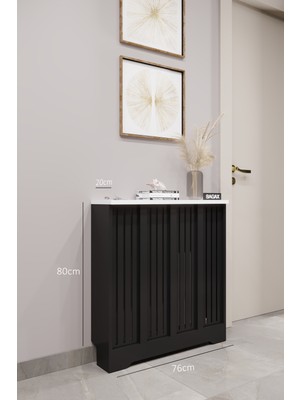 Bagax Efes Model, Siyah Üstü Beyaz Renk,iç Ölçü 76 cm Dış Ölçü 80 cm Petek Kaplama, Dresuar