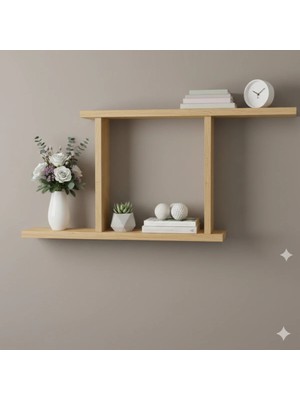 Çamsan Rafixa Bal Meşe MDF Yatay Çerçeve Duvar Rafı - Modern Kitaplık ve Estetik Obje Sergileme Ünitesi