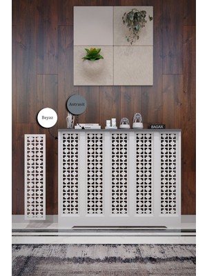 Bagax Truva Model, Beyaz Üstü Antrasit Renk,iç Ölçü 96 cm Dış Ölçü 100 cm Petek Kaplama, Dresuar