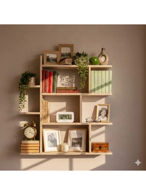 Çamsan Rafixa Atlas Çam Mdf Asimetrik Kanatlı Duvar Rafı - Modern Kitaplık ve Dekoratif Obje Standı
