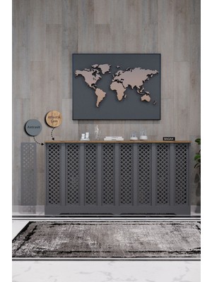 Bagax Perge Model, Antrasit Üstü Çam Renk,iç Ölçü 156 cm Dış Ölçü 160 cm Petek Kaplama, Dresuar