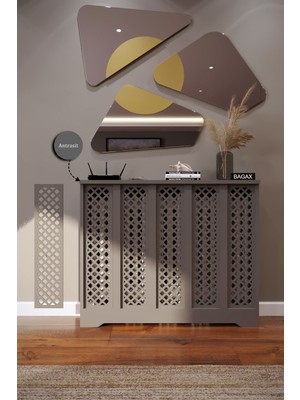 Bagax Perge Model, Antrasit Renk,iç Ölçü 96 cm Dış Ölçü 100 cm Petek Kaplama, Dresuar