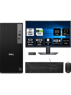 Dell Pro Tower QCT1250 Intel Core I7 14700 96GB 4tb SSD RTX5050/8GB 27" Fhd Monitör W11P Masaüstü Bilgisayar & Per4 USB Bellek QCT1250P1200