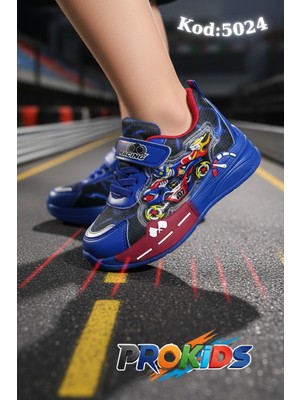 Prokids Işıklı ve Eğlenceli: Yarış Temalı Cırtlı Erkek Çocuk Spor Ayakkabı