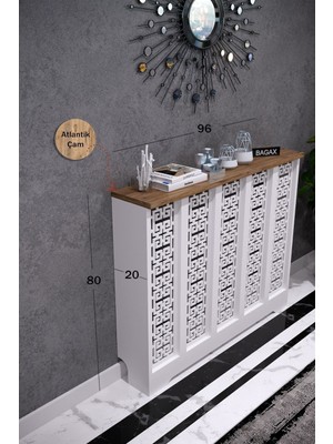 Bagax Karatay Model, Beyaz Üstü Çam Renk,iç Ölçü 96 cm Dış Ölçü 100 cm Petek Kaplama, Dresuar