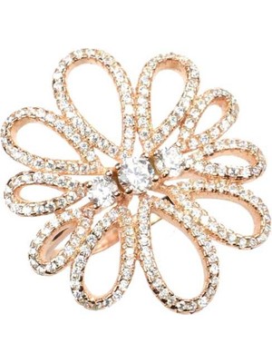 Nusret Takı 925 Ayar Gümüş Çiçekli Yüzük