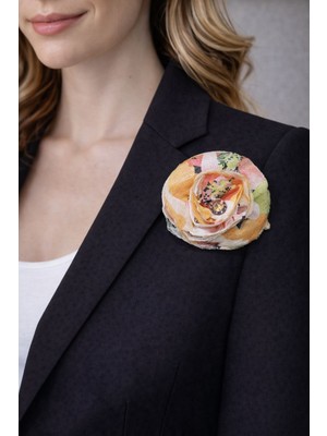 Gönülden Tasarım Tül Kabartma Broş Yaka Iğnesi Giyim Aksesuarı 11 cm