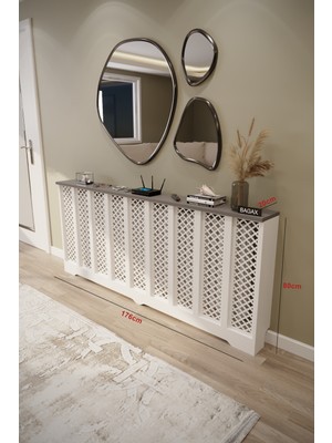 Bagax Zeugma Model, Beyaz Üstü Antrasit Renk,iç Ölçü 176 cm Dış Ölçü 180 cm Petek Kaplama, Dresuar