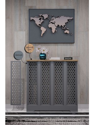 Bagax Bodrum Model, Antrasit Üstü Çam Renk,iç Ölçü 76 cm Dış Ölçü 80 cm Petek Kaplama, Dresuar