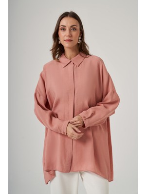 Nuss Oversize Basic Yazlık Gömlek 3001 Nude