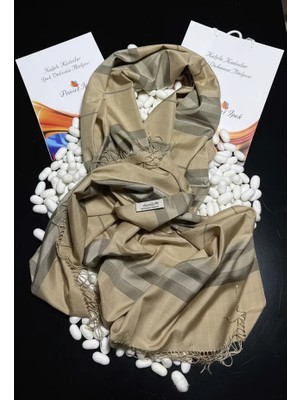 Kulplu Kadınlar Altın Sarısı Kalın Çizgili Ipek Şal