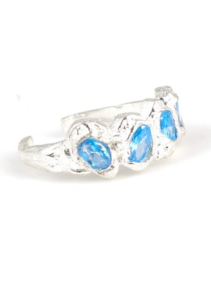 Nusret Takı 925 Ayar Gümüş Akuamarin Taşlı Yüzük
