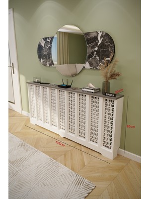 Bagax Ayasofya Model, Beyaz Üstü Antrasit Renk,iç Ölçü 176 cm Dış Ölçü 180 cm Petek Kaplama, Dresuar