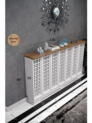 Bagax Truva Model, Beyaz Üstü Çam Renk,iç Ölçü 136 cm Dış Ölçü 140 cm Petek Kaplama, Dresuar