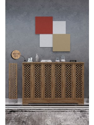 Bagax Perge Model, Çam Renk,iç Ölçü 116 cm Dış Ölçü 120 cm Petek Kaplama, Dresuar