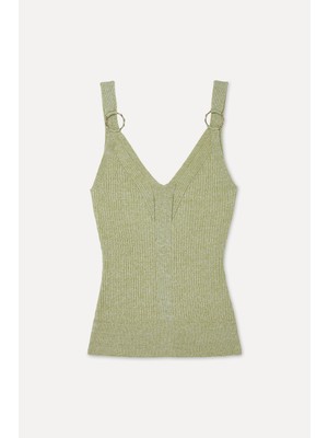 Simli V Yaka Kolsuz Triko Kazak