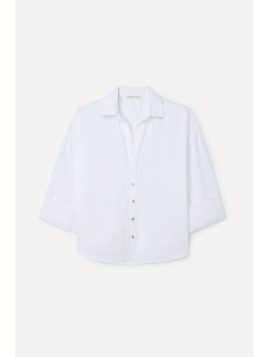 MUDO Oversıze Kısa Kollu Keten Gömlek