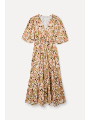 Floral Desenli A Form Midi Elbise