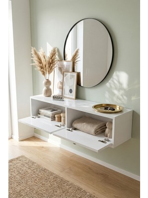 Bagax Çift Kapaklı Modern Dresuar Antre Hol Dekoratif Dresuar Mobilya 90 cm