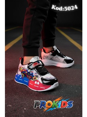 Prokids Işıklı ve Eğlenceli: Yarış Temalı Cırtlı Erkek Çocuk Spor Ayakkabı