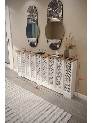 Bagax Pera Model, Beyaz Üstü Çam Renk, 176 cm Petek Kaplama, Dresuar