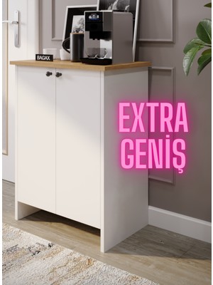 Bagax Çok Amaçlı Dolap 2 Kapaklı | Barista Mini Kahve Köşesi Mutfak Dolabı Kiler Dolabı Banyo Evrak Dolabı