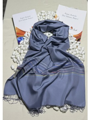 Kulplu Kadınlar Mor Desenli Ipek Şal (Model 2)