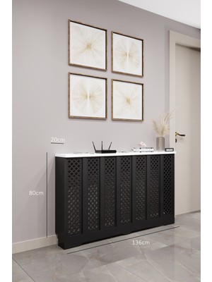 Bagax Perge Model, Siyah Üstü Beyaz Renk,iç Ölçü 136 cm Dış Ölçü 140 cm Petek Kaplama, Dresuar