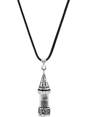 Galata Kulesi Tasarım Zarif Ip Zincirli 925 Ayar Gümüş Kadın Cevşen Kolye