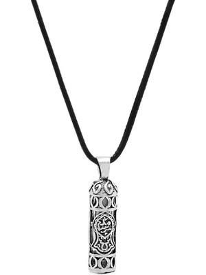 Nalı Şerif Işlemeli Zarif Ip Zincirli 925 Ayar Gümüş Kadın Cevşen Kolye