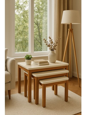 Fami Home | Cordoba 3’lü Iç Içe Modern Ahşap Zigon Sehpa