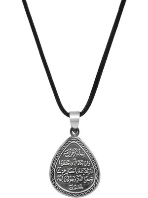 Tesbihane Üzerinde Duası Yazılı Zarif Ip Zincirli 925 Ayar Gümüş Kadın Cevşen Kolye