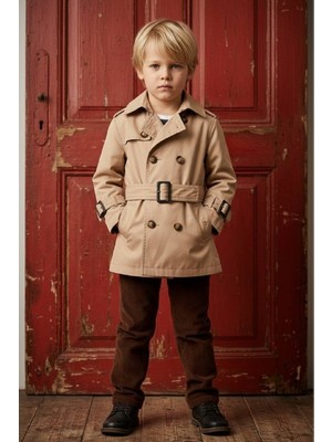 Hc Kids Wear Erkek Çocuk Içi Pamuk Astarlı Trençkot Yağmurluk