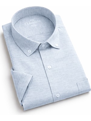 Varetta Erkek Mavi Kısa Kollu Gömlek Büyük Beden Yazlık Geniş Kesim Cepli