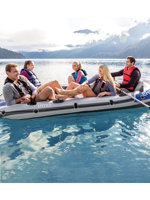 Toha Intex Şişme Bot 5 Kişilik - Excursion 5 Kürekli Pompalı Şişme Tekne Seti 500 kg Motor Uyumlu