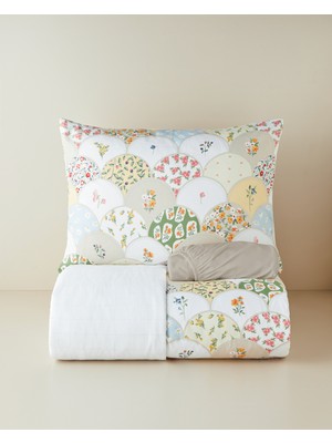 English Home Pretty Loop Kolay Ütülenir Çarşaflı Tek Kişilik Nevresim Takımı 160X220 cm Sarı-Yeşil