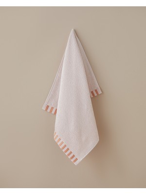English Home Stripe Edge Pamuk Yüz Havlusu 50x80 cm Pudra